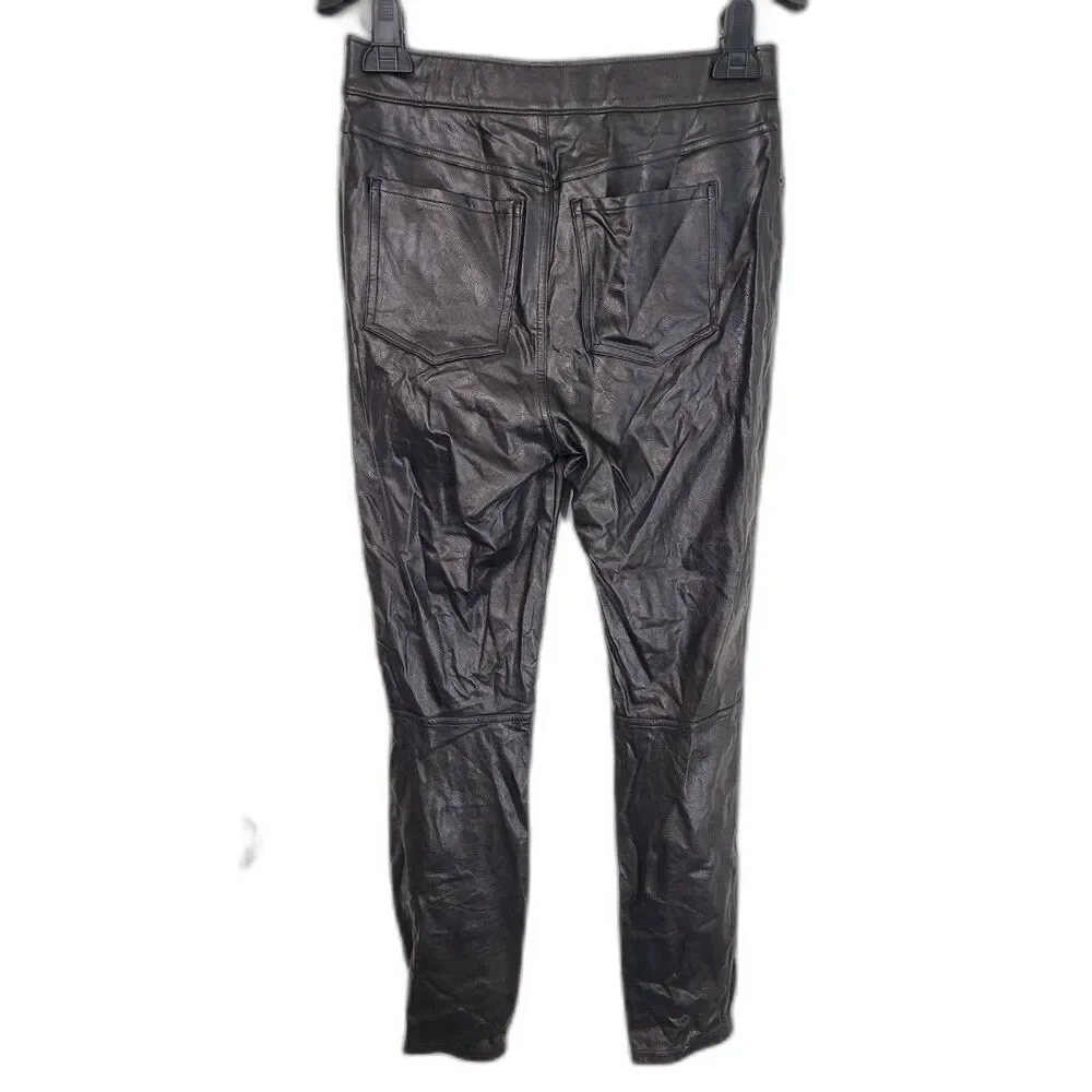 Spanx Faux Vegan Leather Mid Rise Skinny Stretch Pants Leggings